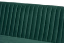 Freda Emerald Green Velvet Walnut Brown 2Pc Dining Nook Banquette Set Baxton