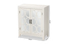 Abbas White and Mirrored Glass 2-Door Sideboard Baxton