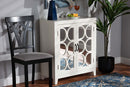 Abbas White and Mirrored Glass 2-Door Sideboard Baxton