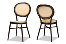Noah Dark Brown Finished Metal and Synthetic Rattan 2Pc Dining Chair Set Baxton