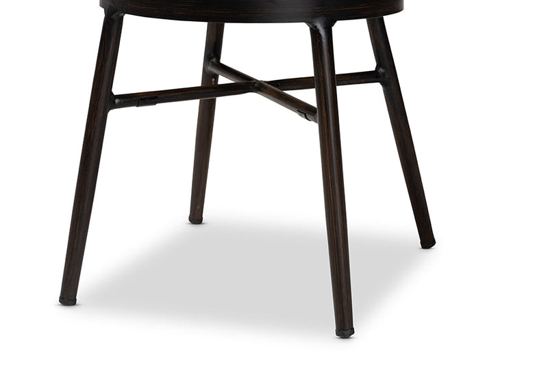Noah Dark Brown Finished Metal and Synthetic Rattan 2Pc Dining Chair Set Baxton