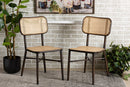 Kalare Dark Brown Finished Metal and Synthetic Rattan 2Pc Dining Chair Set Baxton