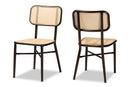 Kalare Dark Brown Finished Metal and Synthetic Rattan 2Pc Dining Chair Set Baxton