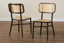 Kalare Dark Brown Finished Metal and Synthetic Rattan 2Pc Dining Chair Set Baxton