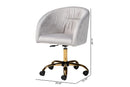 Charlemagne Gray Velvet Fabric and Gold Metal Swivel Office Chair Baxton