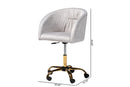 Charlemagne Gray Velvet Fabric and Gold Metal Swivel Office Chair Baxton