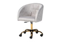 Charlemagne Gray Velvet Fabric and Gold Metal Swivel Office Chair Baxton