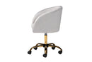Charlemagne Gray Velvet Fabric and Gold Metal Swivel Office Chair Baxton