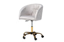 Charlemagne Gray Velvet Fabric and Gold Metal Swivel Office Chair Baxton