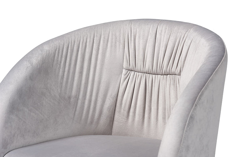 Charlemagne Gray Velvet Fabric and Gold Metal Swivel Office Chair Baxton