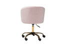 Charlemagne Blush Pink Velvet Fabric and Gold Metal Swivel Office Chair Baxton