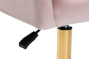 Charlemagne Blush Pink Velvet Fabric and Gold Metal Swivel Office Chair Baxton