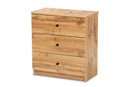 Sheraton Oak Brown 3-Drawer Storage Chest Baxton