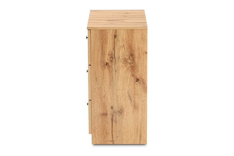 Sheraton Oak Brown 3-Drawer Storage Chest Baxton