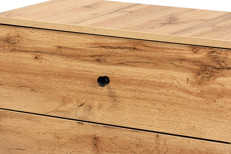 Sheraton Oak Brown 3-Drawer Storage Chest Baxton