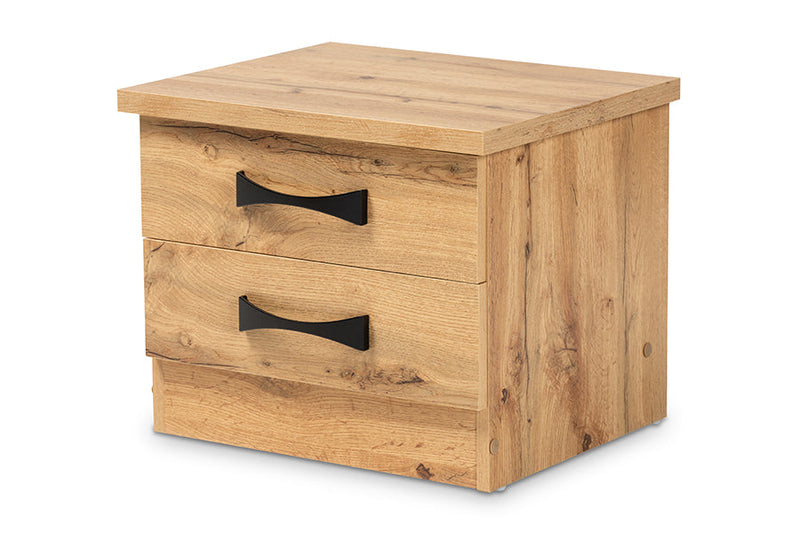 Dalida Oak Brown 2-Drawer Nightstand Baxton