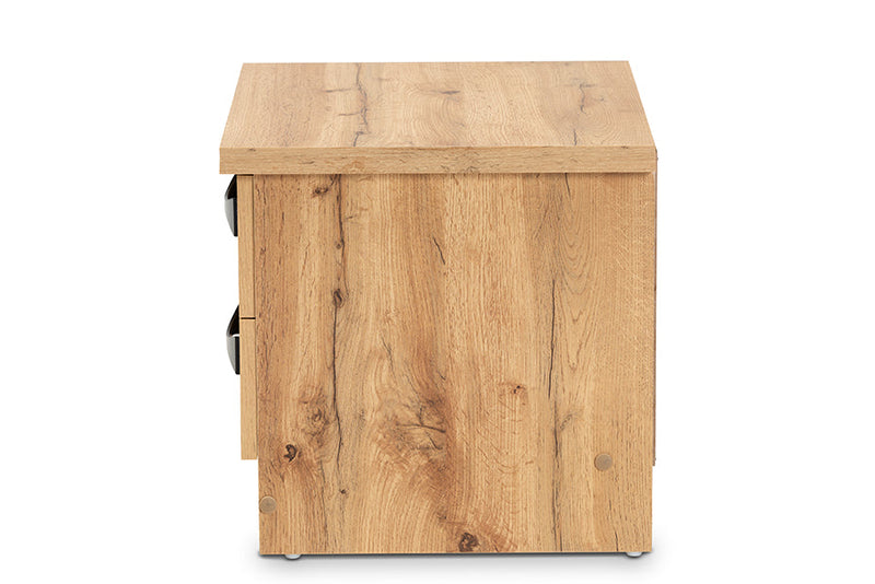 Dalida Oak Brown 2-Drawer Nightstand Baxton