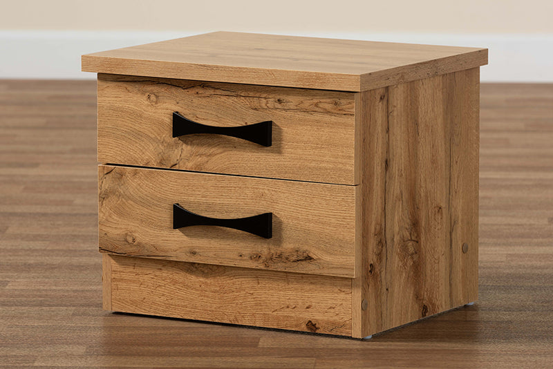 Dalida Modern and Contemporary Oak Brown Finished Wood 2-Drawer Nightstand