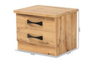 Dalida Oak Brown 2-Drawer Nightstand Baxton