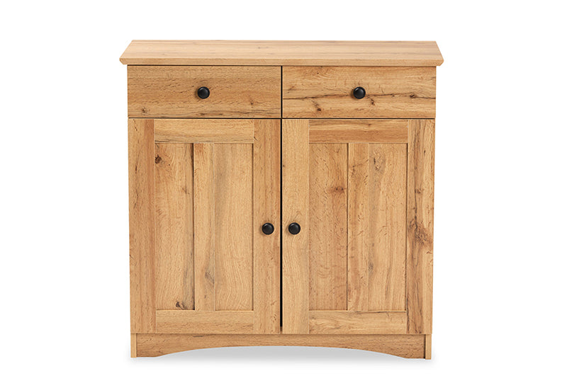 Elyse Modern and Contemporary Oak Brown Finished Wood 2-Door Buffet Kitchen Cabinet