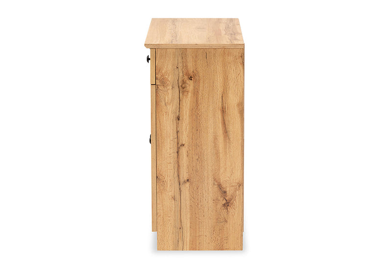 Elyse Oak Brown 2-Door Buffet Kitchen Cabinet Baxton