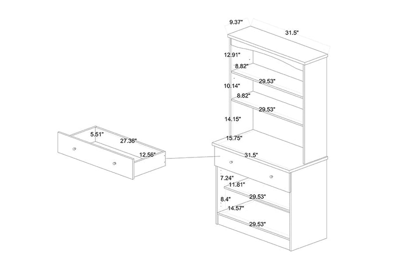 Gideon Oak Brown Buffet and Hutch Kitchen Cabinet Baxton