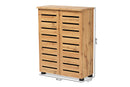 Margaret Oak Brown 2-Door Shoe Storage Cabinet Baxton