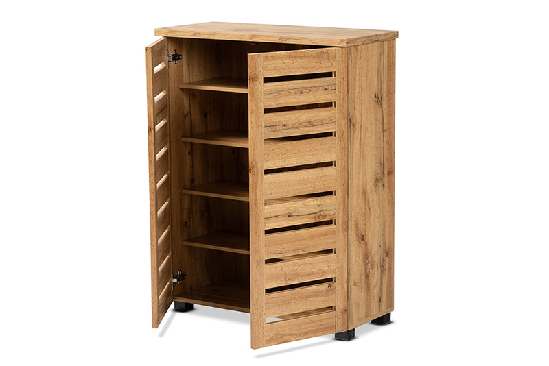 Margaret Modern and Contemporary Oak Brown Finished Wood 2-Door Shoe Storage Cabinet