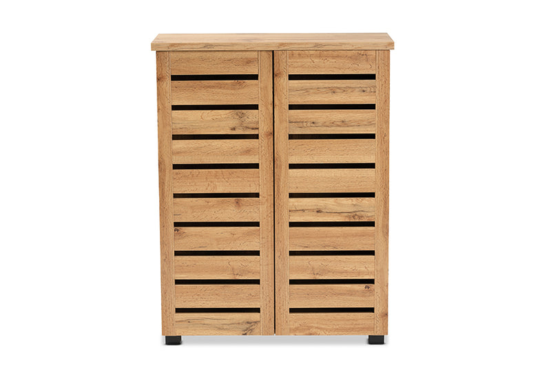 Margaret Modern and Contemporary Oak Brown Finished Wood 2-Door Shoe Storage Cabinet