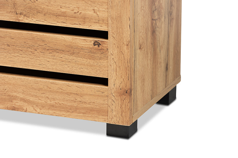 Margaret Modern and Contemporary Oak Brown Finished Wood 2-Door Shoe Storage Cabinet