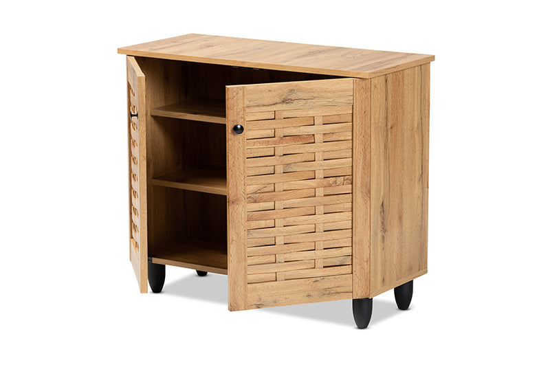 Curlew Modern and Contemporary Oak Brown Finished Wood 2-Door Shoe Cabinet