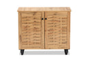 Curlew Oak Brown 2-Door Shoe Cabinet Baxton