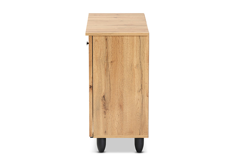 Curlew Modern and Contemporary Oak Brown Finished Wood 2-Door Shoe Cabinet