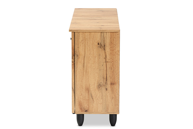 Curlew Modern and Contemporary Oak Brown Finished Wood 3-Door Shoe Cabinet