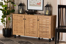 Curlew Oak Brown 3-Door Shoe Cabinet Baxton