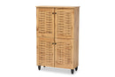 Curlew Oak Brown 4-Door Shoe Storage Cabinet Baxton