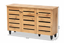 Leola Oak Brown 3-Door Shoe Storage Cabinet Baxton