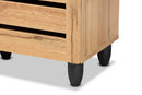 Leola Oak Brown 3-Door Shoe Storage Cabinet Baxton