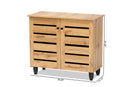 Leola Oak Brown 2-Door Shoe Storage Cabinet Baxton