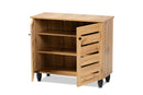 Leola Oak Brown 2-Door Shoe Storage Cabinet Baxton
