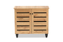 Leola Oak Brown 2-Door Shoe Storage Cabinet Baxton