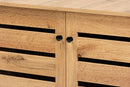 Leola Oak Brown 2-Door Shoe Storage Cabinet Baxton
