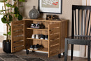 Leola Oak Brown 2-Door Shoe Storage Cabinet Baxton