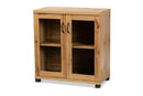 Adelina Oak Brown 2-Door Storage Cabinet w/Glass Doors Baxton
