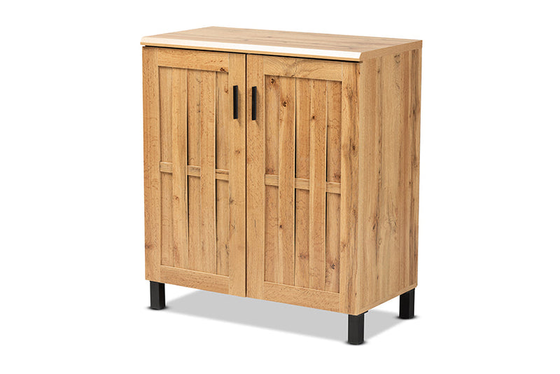 Kelly Oak Brown 2-Door Storage Cabinet Baxton