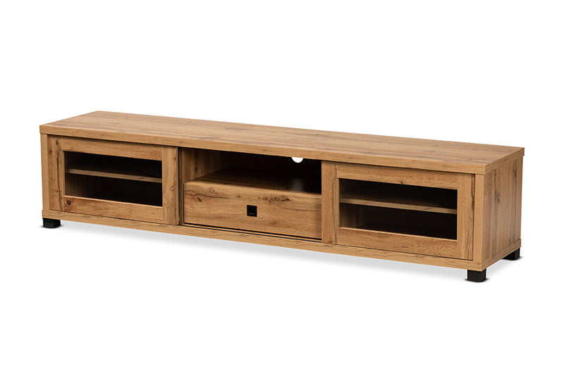 Umar Modern and Contemporary Oak Brown Finished Wood 1-Drawer TV Stand