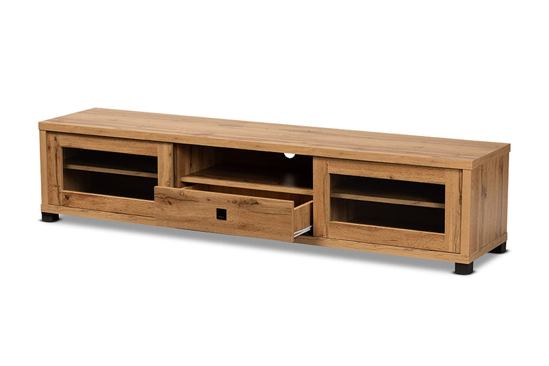 Umar Modern and Contemporary Oak Brown Finished Wood 1-Drawer TV Stand