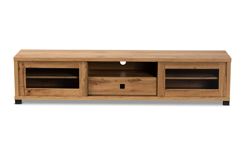 Umar Modern and Contemporary Oak Brown Finished Wood 1-Drawer TV Stand