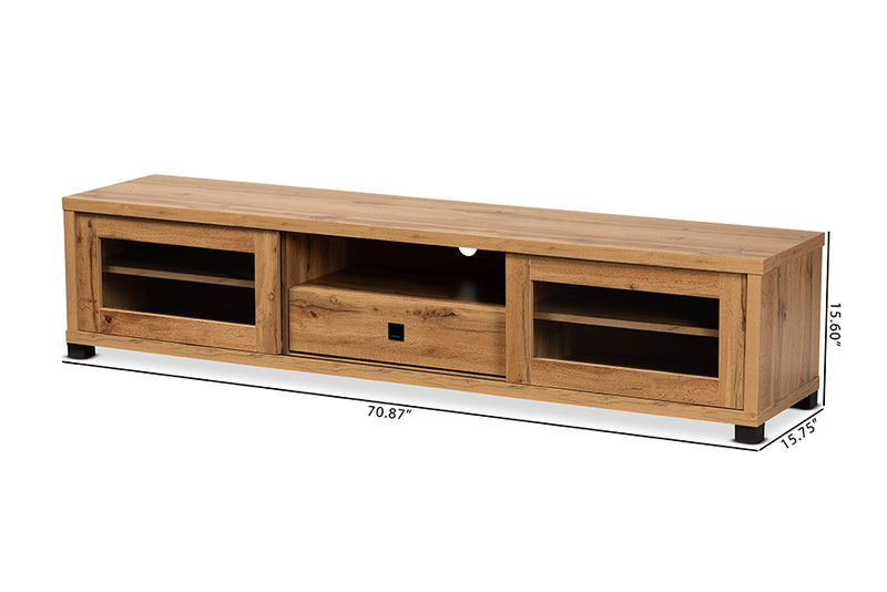 Umar Modern and Contemporary Oak Brown Finished Wood 1-Drawer TV Stand