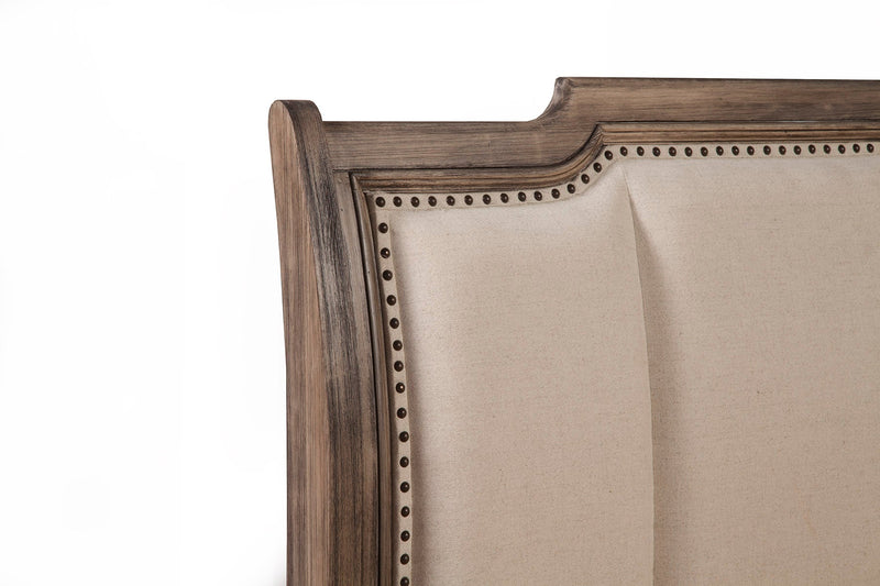 Manchester Queen Sleigh Bed w/Upholstered Headboard, French Truffle Alpine